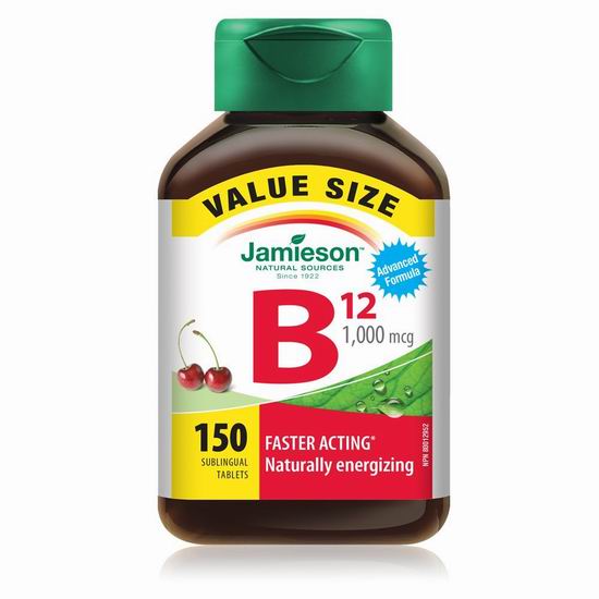  Jamieson 健美生 樱桃口味 维生素B12舌下速溶含片（1000mcg x 150片） 8.89加元（原价 16.17加元）