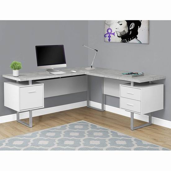  历史新低！Monarch Specialties 70英寸 时尚L型电脑桌/书桌 379.97加元包邮！2色可选！