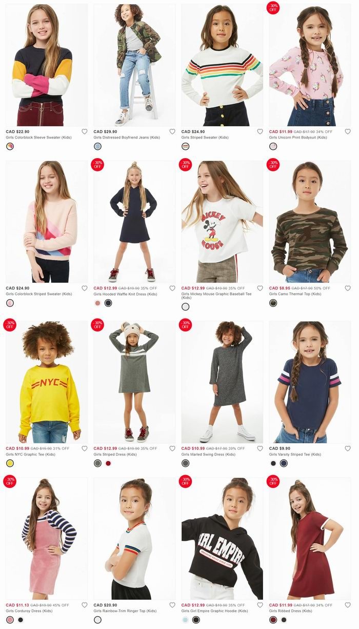 Forever 21 精选成人儿童服饰 5折起+额外 7折！卫衣毛衣折后低至10加元！
