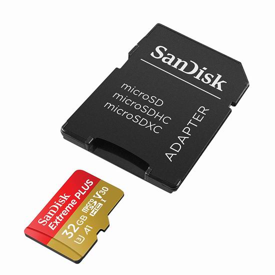  历史新低！SanDisk 闪迪 Extreme Plus 至尊极速 32GB microSDHC 存储卡 15加元！送TF转SD适配器！