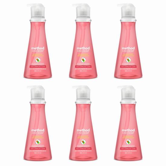  白菜速抢！Method 美则 粉红葡萄柚 纯天然 纯净浓缩洗碗精（532ml x 6瓶） 4.49加元！