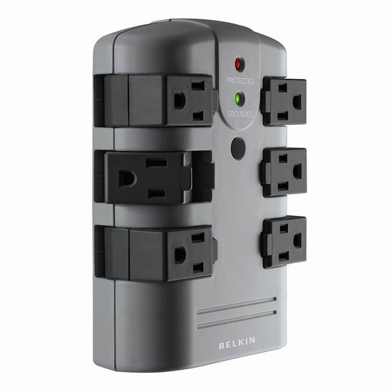  历史新低！Belkin BP106000 Pivot 旋转插口 6口壁插式插线板4.9折 12.77加元清仓！