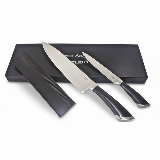  超级白菜！A Cut Above Cutlery 8寸主厨刀+5寸多用途刀超值装2折 9.99加元清仓！购4套降至1折 19.98加元包邮！