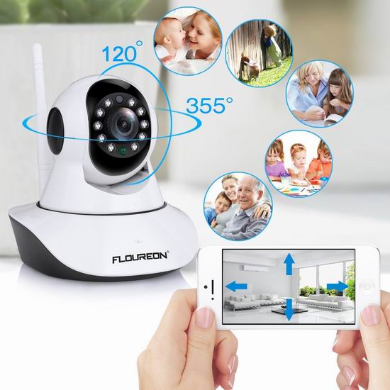  FLOUREON 720P 无线Wi-Fi安全监控摄像头 31.99加元限量特卖并包邮！
