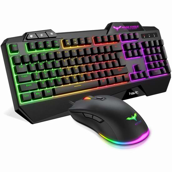  HAVIT 彩虹背光有线游戏键盘鼠标套装 28.89加元限量特卖并包邮！