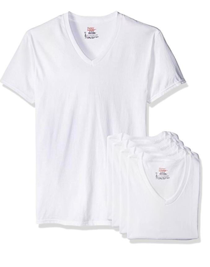  Hanes ComfortSoft男士V领T恤 4件套 22.97加元，每件5.74加元