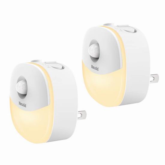  Newild 运动感应 暖白护眼LED夜灯2件套 18.69加元！