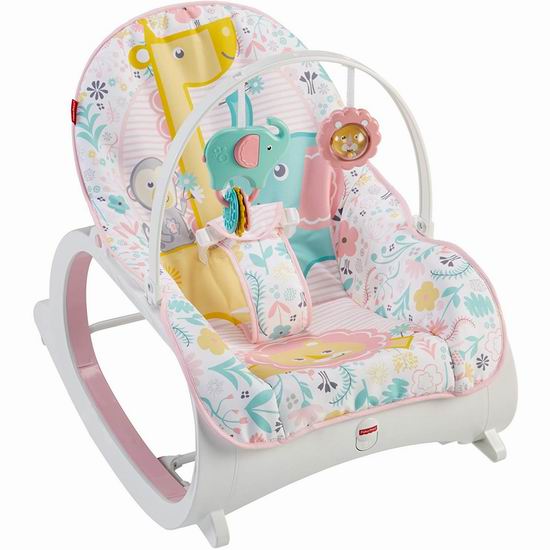  历史新低！Fisher-Price 费雪 Infant-to-Toddler 粉红动物世界 婴幼儿震动安抚摇椅 44.88加元包邮！