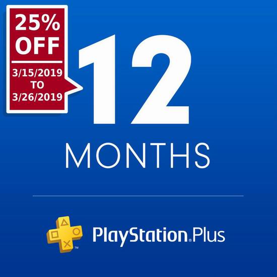  限时闪购！PlayStation Plus 1年会员服务7.5折 52.46加元！
