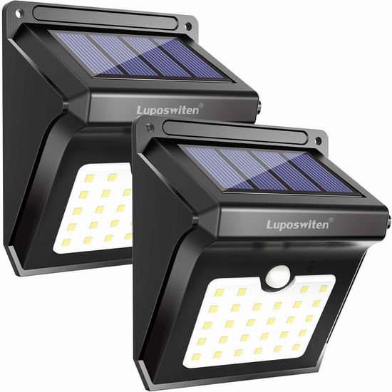  Luposwiten 28 LEDs 超亮太阳能防水运动感应灯2件套 17.24加元限量特卖！