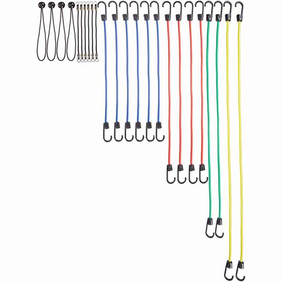  历史新低！AmazonBasics Bungee Cord 弹力绑绳24件套2.7折 15.69加元！