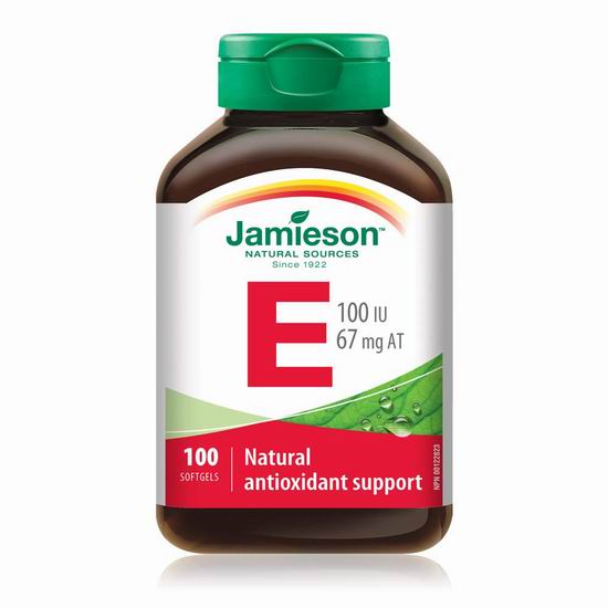  历史最低价！Jamieson 健美生 天然维生素E软胶囊（100 IU x 100粒） 5.69加元包邮！
