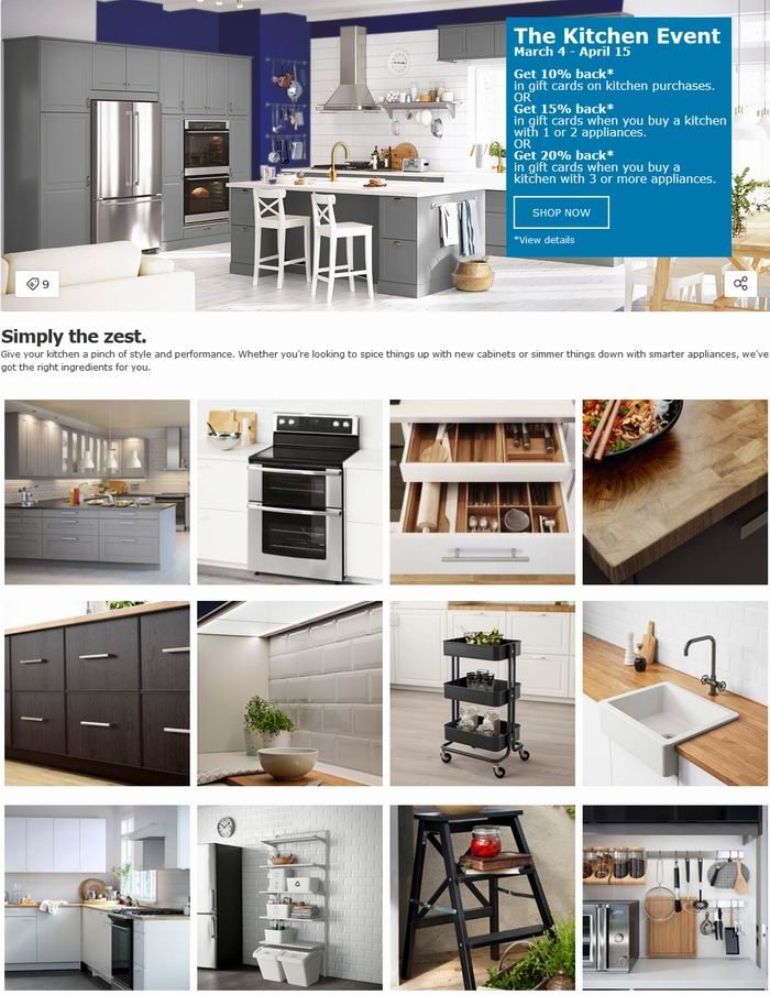 IKEA 宜家 购买橱柜、厨房用品及厨房大家电，最高可返20%礼品卡！