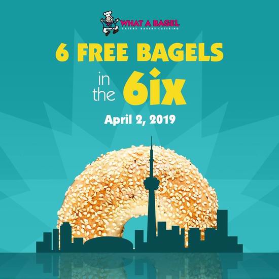  What a Bagel 店内免费赠送6个Bagel硬面包圈！仅限今日！