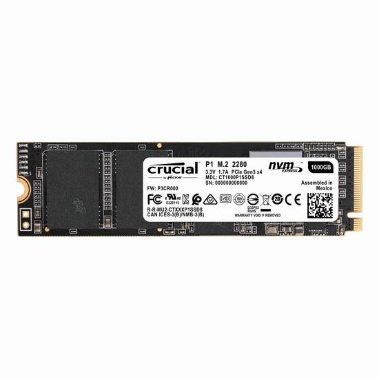  历史新低！Crucial 英睿达 P1 3D NAND NVMe PCIe M.2 1TB 固态硬盘 115.49加元包邮！