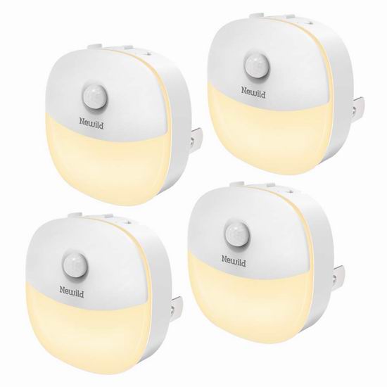  历史新低！Newild 运动感应 暖白护眼LED夜灯4件套 24.74加元！
