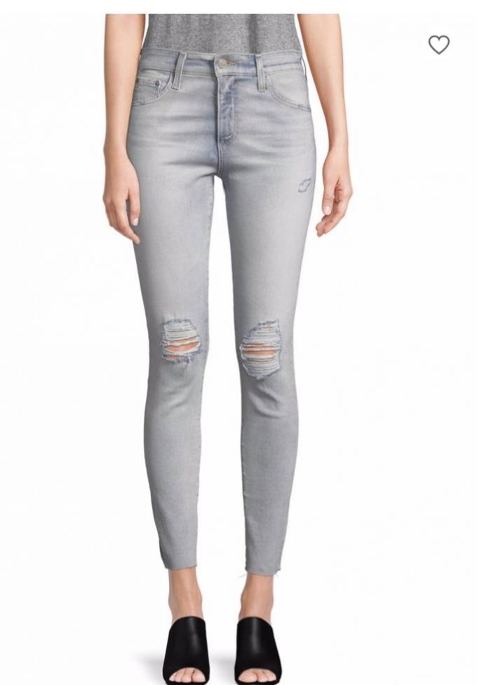  Ag Jeans The Farrah紧身破洞牛仔裤 99加元，原价 330加元，包邮