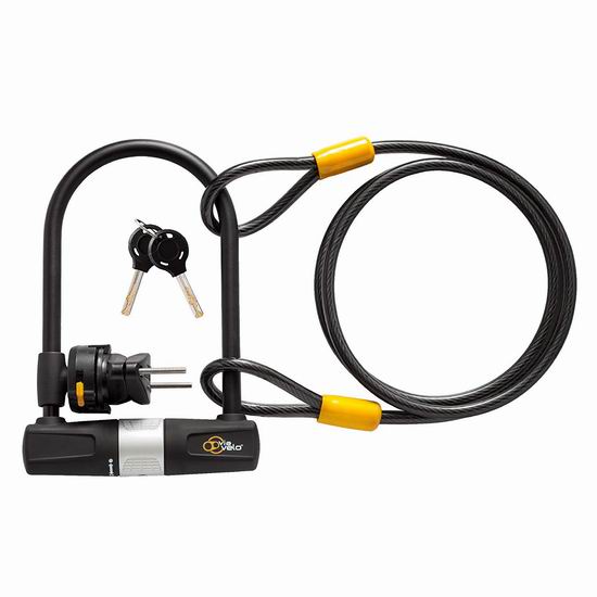  Via Velo 自行车/电动车 U型锁5.5折 19.98加元！带1.8米钢缆！