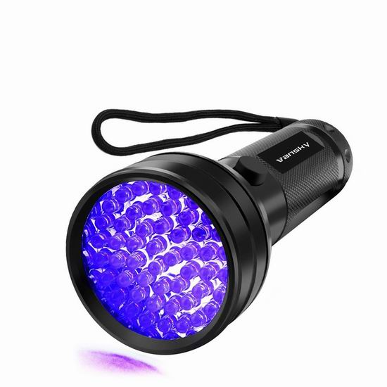  Vansky 51 LED 多用途 化妆品荧光剂检测 钞票证件防伪 珠宝鉴定 紫光灯手电筒5.6折 17.99加元！