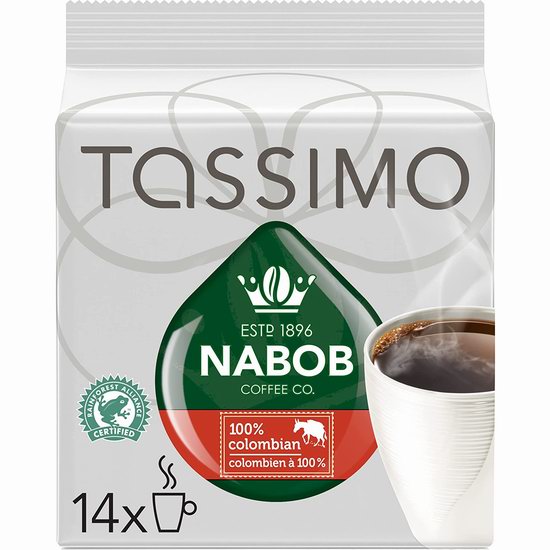  Tassimo Nabob 100％哥伦比亚咖啡 T-Discs咖啡胶囊（14粒）5.2折 5.68加元！单粒仅0.4加元！