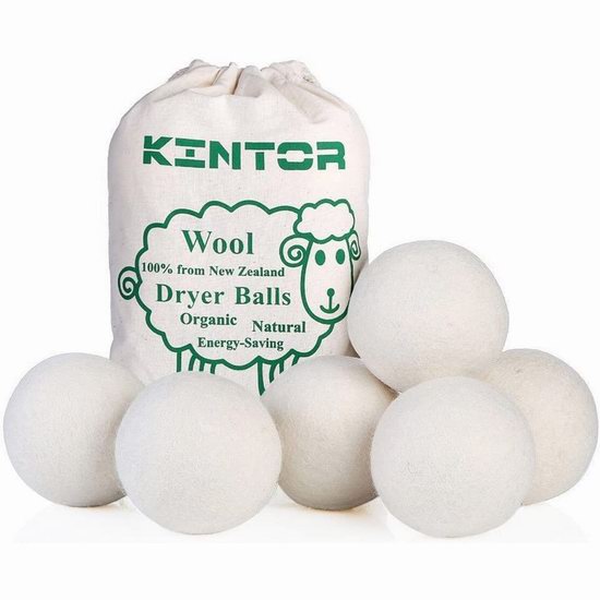  KINTOR 衣物烘干 加大号新西兰纯天然羊毛球6件套5.5折 16.89加元！