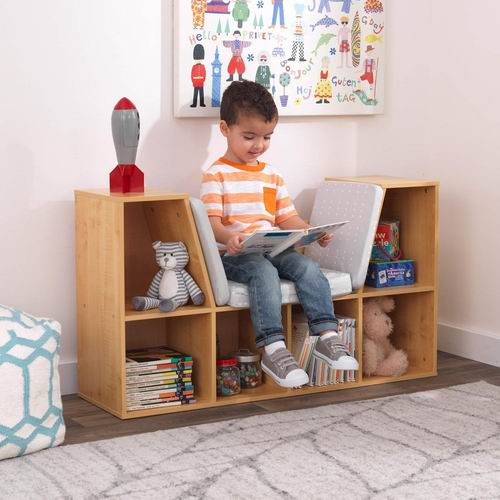  近史低价！KidKraft Bookcase 二合一 儿童书柜/玩具柜/坐凳6.7折 127.98加元包邮！