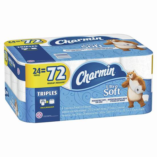  Charmin Ultra Soft 超软双层卫生纸24卷装 15.99加元！