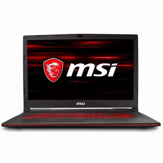  历史新低！MSI 微星 GL73 8RC-408CA 17.3英寸 游戏笔记本电脑（i7-8750H, GTX1050, 8GB, 128GB SSD+1TB）6.5折 949.99加元包邮！