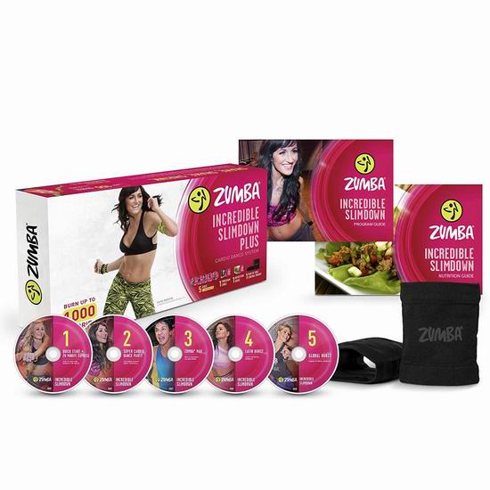  超级白菜！Zumba Fitness 快速燃烧脂肪 尊巴健身舞蹈操 5DVD+健身指南+食谱套装0.9折 2.93加元！