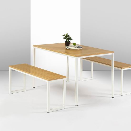  白菜价！历史新低！Zinus Modern Studio Collection 时尚餐桌椅3件套3.2折 137.28加元包邮！