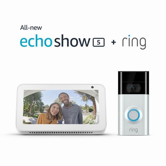 历史新低！新品 Echo Show 5 智能显示器 + Ring 2 1080P 第二代智能门铃 278.99加元包邮！