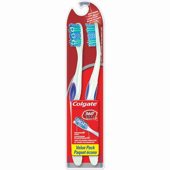  Colgate 高露洁360光感白牙刷2支装5.8折 5.69加元！2款可选！
