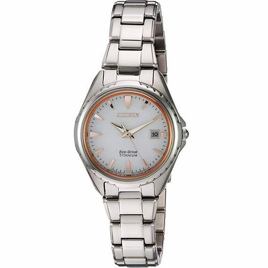  Citizen 西铁城 EW2410-54A 超级钛 光动能女式腕表/手表4折 187.76加元包邮！