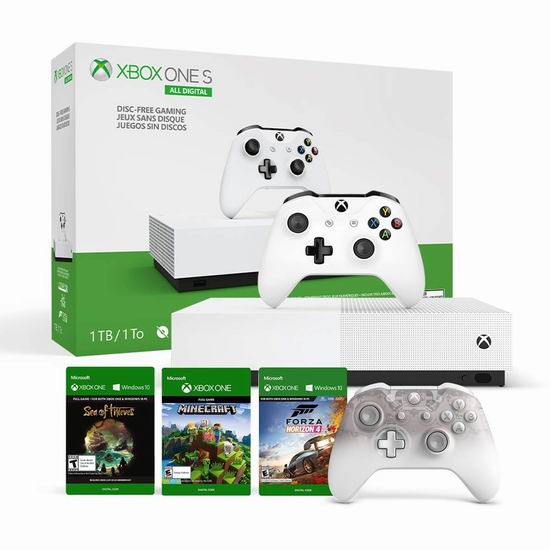  历史新低！Xbox One S 1TB 家庭娱乐游戏机+幻影特别版游戏手柄（双手柄）+3游戏套装 239.99加元包邮！