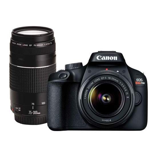  销量冠军！Canon 佳能 EOS Rebel T100 DSLR 单品相机 + 18-55mm / 75-300mm 双镜头套装7.5折 449.99加元包邮！