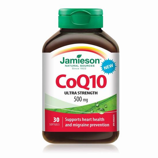  历史最低价！Jamieson 健美生 辅酶CoQ10胶囊（500mg x 30粒） 15.73加元包邮！