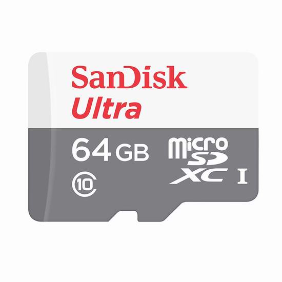  历史新低！Sandisk 闪迪 Ultra 至尊高速 SDSQUNS-064G-GN3MN 64GB microSDXC 存储卡 13.99加元！