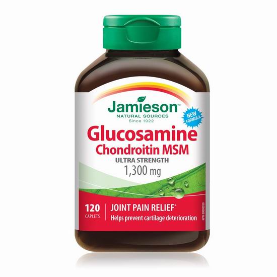  白菜价！历史新低！Jamieson 健美生 Glucosamine Chondroitin 1300mg 复合关节维骨素MSM（120粒）3.5折 9.49加元！
