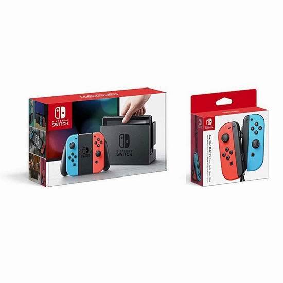  历史新低！Nintendo 任天堂 Switch 时尚红蓝主机+ 遥控手柄套装 429.99加元包邮！与Prime Day同价！