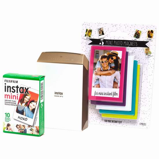  历史新低！Fujifilm 富士 Instax Share SP2 拍立得 手机打印机+相片+磁力相框超值装 99.99加元包邮！金银两色可选！