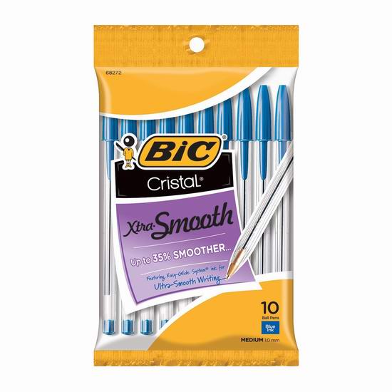 历史最低价！BIC Cristal 圆珠笔10支装3折 0.97加元！