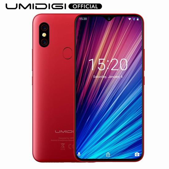  UMIDIGI 优米 F1 Play 6.3英寸 水滴屏 双卡双待 解锁版智能手机（6GB+64GB） 246.49加元包邮！