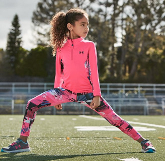  Under Armour 女童折扣区时尚运动服饰 、运动鞋、双肩包 6折起优惠！