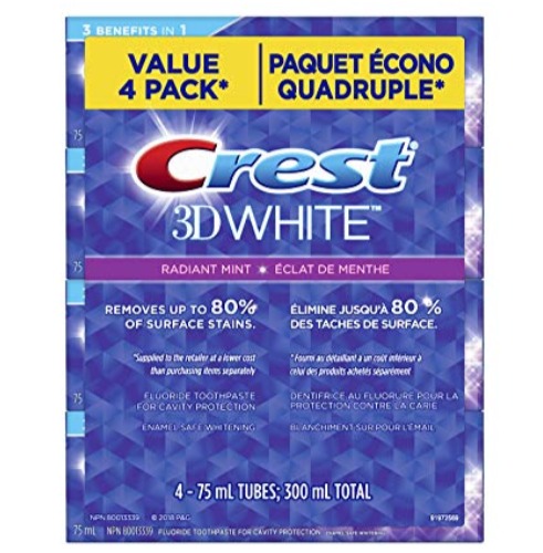  Crest 3d White Radiant 美白牙膏 4件套 7.53加元，原价 10.49加元