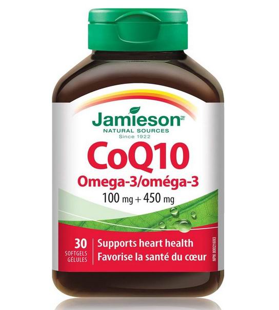  Jamieson 健美生 辅酶CoQ10 + Omega-3鱼油软胶囊30粒 15.67加元（官网原价 23.99加元）