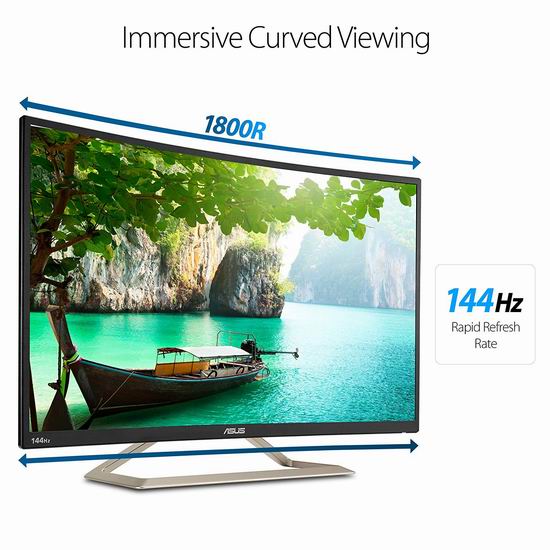  历史新低！Asus 华硕 VA326H 31.5英寸 1080P 144Hz 曲面高清显示器 349.99加元包邮！