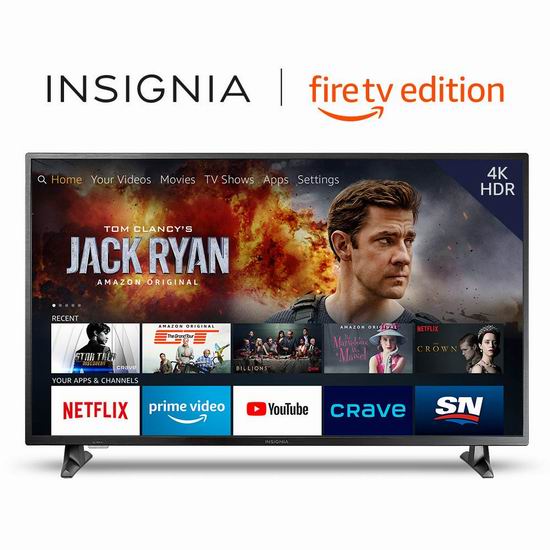  历史最低价！Insignia 50英寸 4K超高清 Fire TV版智能电视 399.99加元包邮！