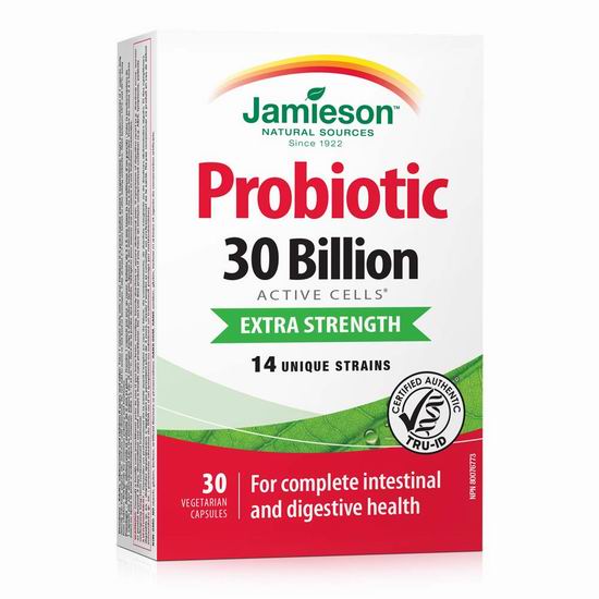  Jamieson 健美生 Probiotic 超强30亿天然益生菌（30粒）4.8折 16.49加元！