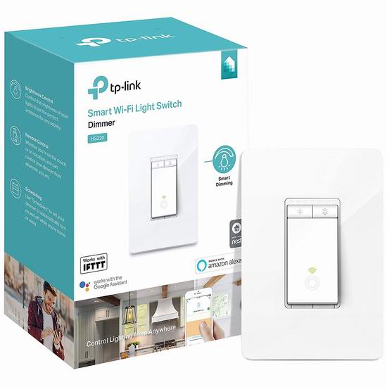  TP-Link Kasa HS220 WiFi无线 智能调光开关 19.99加元（原价 24.99加元）