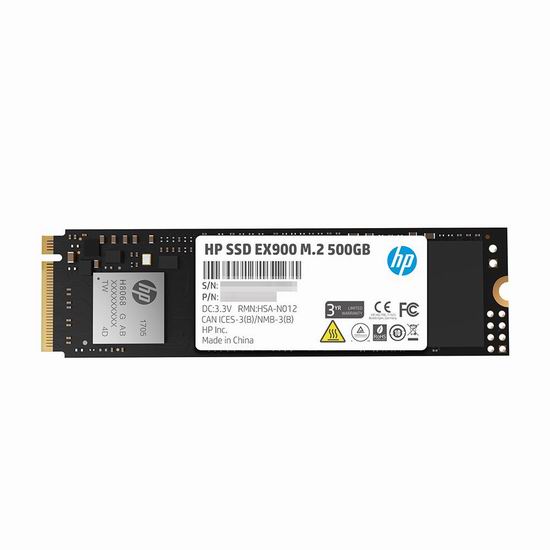  历史新低！HP 惠普 EX900 M.2 PCIe 3.0 X4 Nvme 3D TLC 500GB 固态硬盘5折 68.99加元包邮！